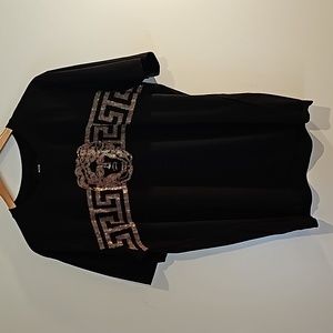 NWOT GG PREMIUM CLOTHING, T-Shirt, Gg design with face, Gold Rhinestones, XL